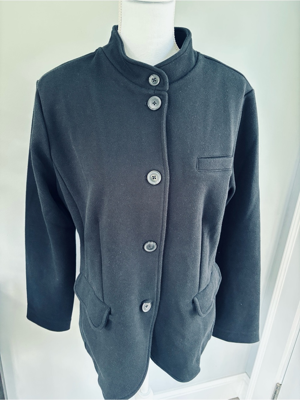 Banana Republic Classic Black Button-Front Jacket L